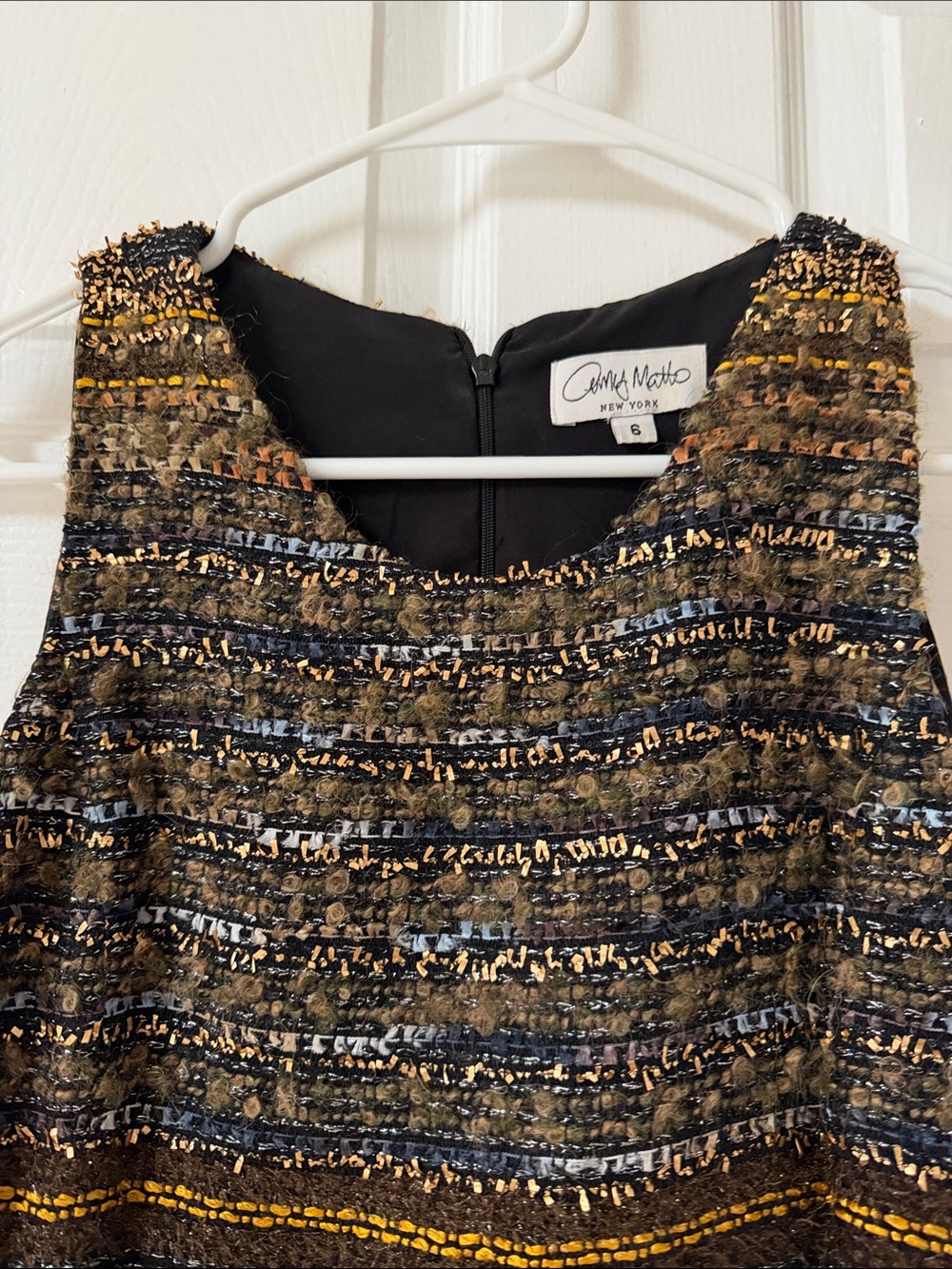 Olive & Black Tweed Sleeveless Dress